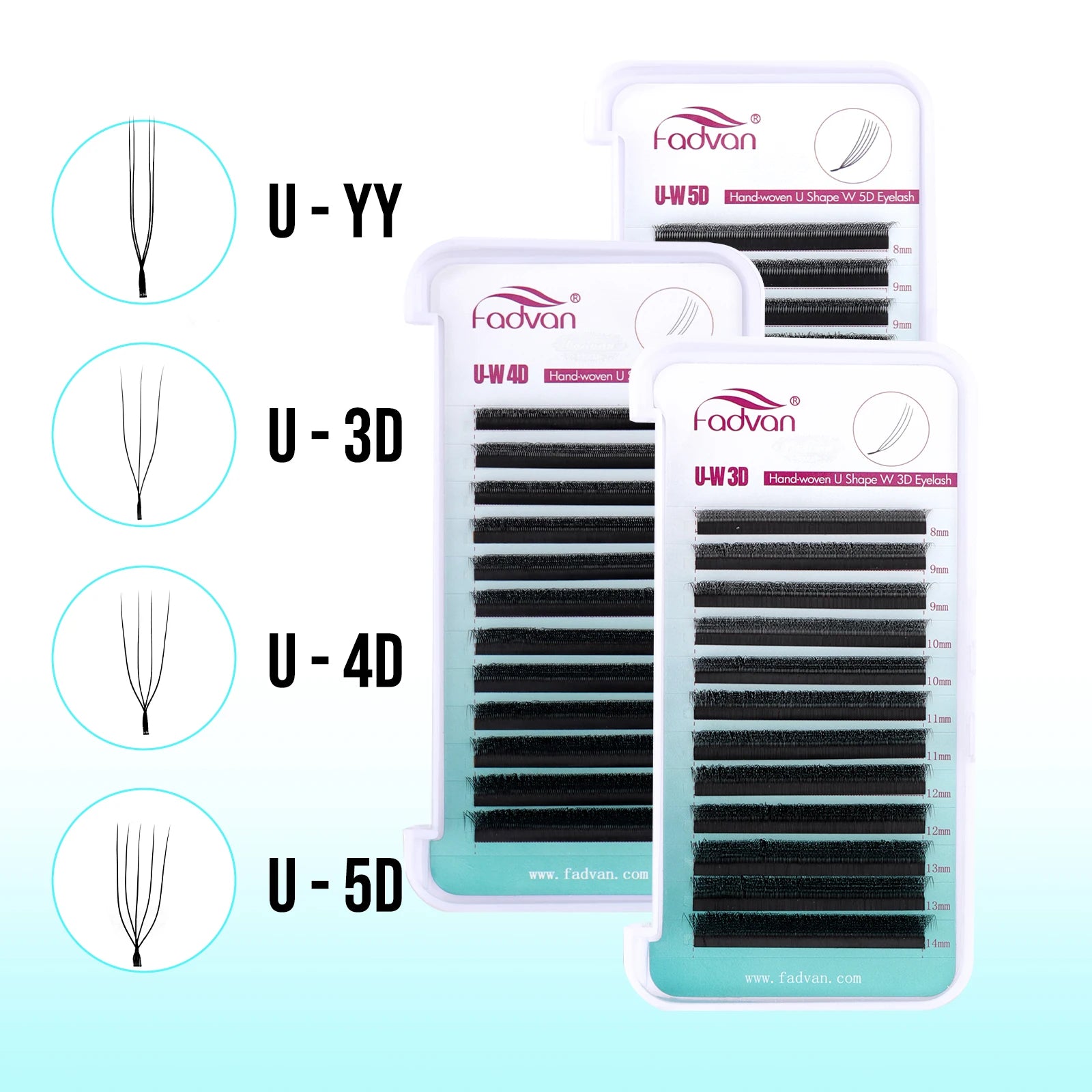 FADVAN U Shape 3D/4D/5D/YY Eyelashes Extension Light Soft Waterproof Fake Lashes Premade Volume Natural Wispy False Lash