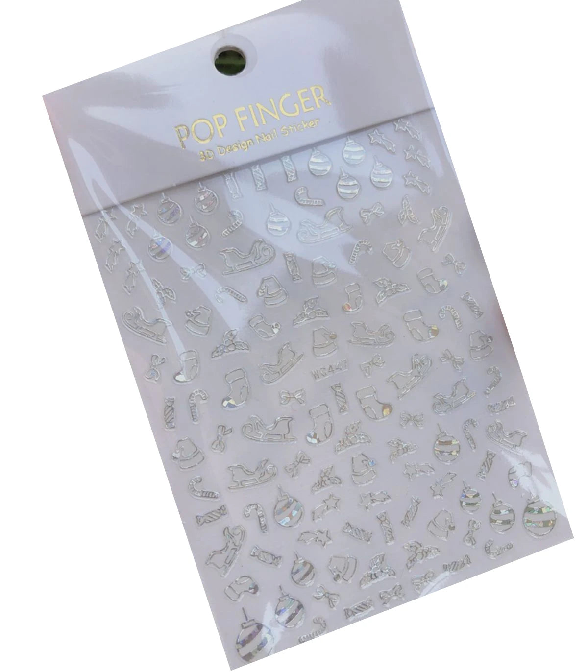 Sliver Bronzing 3D Christmas Nail Art Decoration Sticker Sparkly White Colorful Glitter Geometry Snowflake Winter Slider Foil