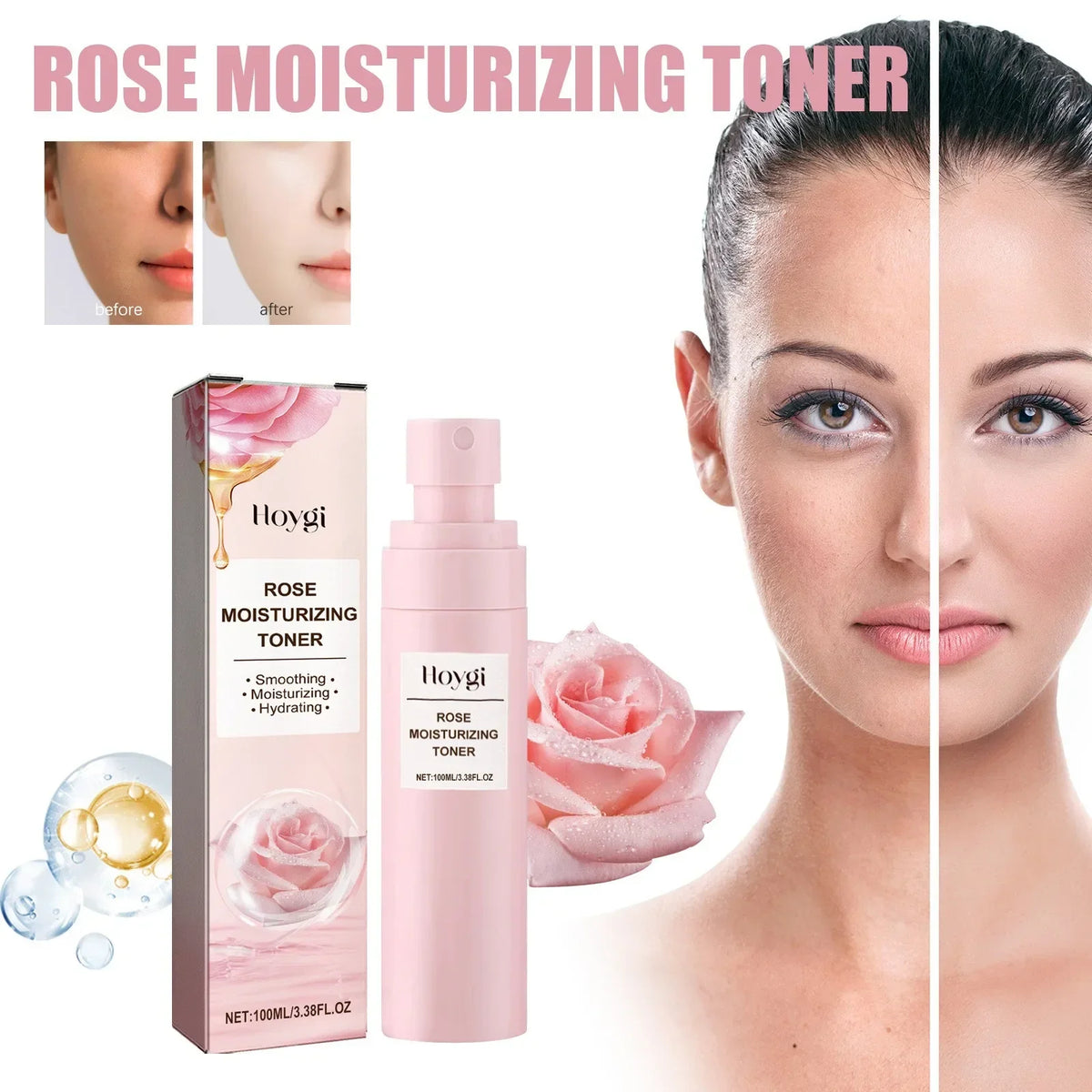 Rose Water Facial Spray Hydrating Toner - Moisturizing Pore Minimizing Bridal Skincare for Dry Skin - Wedding Day Preparation