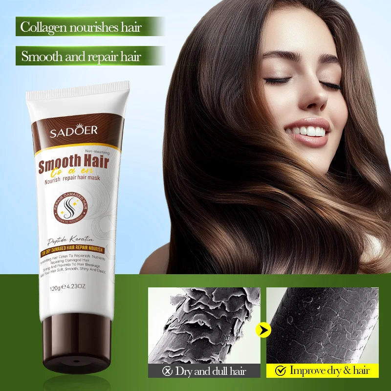 SADOER Collagen Nourishing Hair Mask Repair Damaged Hair Reduce Split Ends Oil Control Moisturizing Hair Masks Care