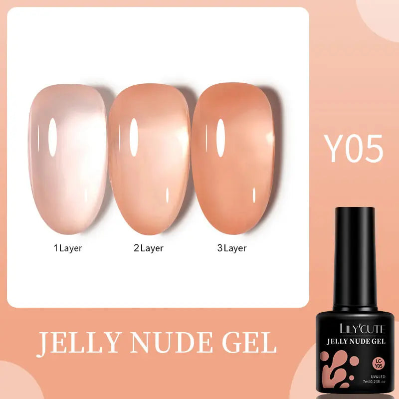 LILYCUTE 7ML Jelly Amber Gel Nail Polish Brown Crystal Translucent Dull Color Nail Art Gel Semi Permanent UV Gel Polish Varnish