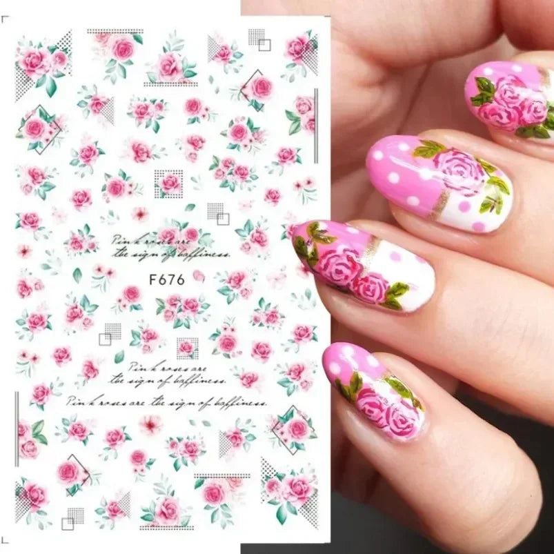 Cherry Blossom 3D Nail Stickers White Flower Petals Nail Art Decals Elegant Wedding Design Spring Sakura Manicure Slider Decor