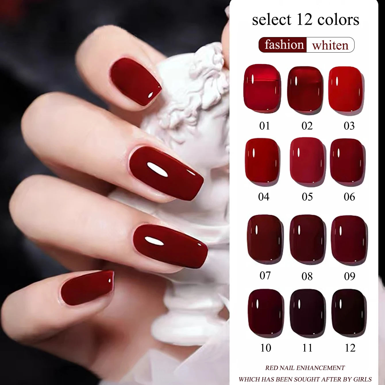 MN 1-12pcs 12ML Winter Popular Gel Nail Polish 2026 Whitening Dark Brown Wine Red Nails Nail Salon Red Nails Valentine Day Nails
