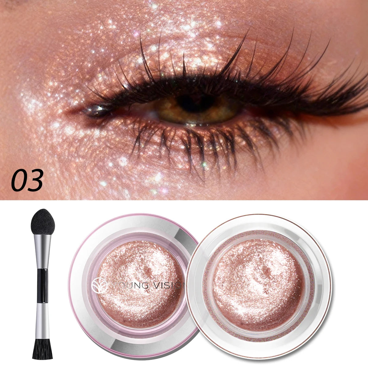 1pcs highlighter liquid eye shadow, waterproof, non-greasy, long-lasting highlight & smoky eye shadow with makeup brush,