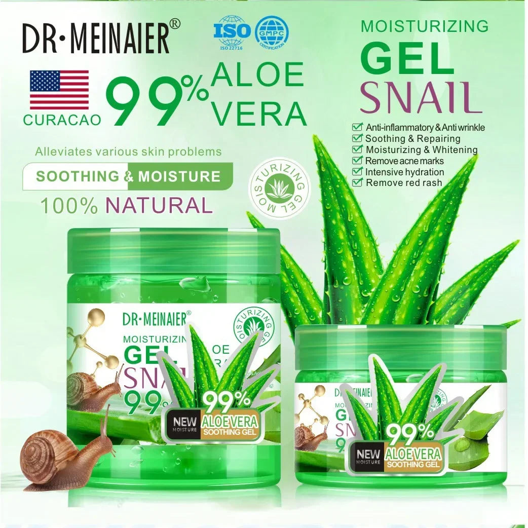 Snail Aloe Gel Moisturizing Scrub Free Facial Mask Night Repairing Face Cream Control Oil Shrink Pores Repair After Sun Exposure