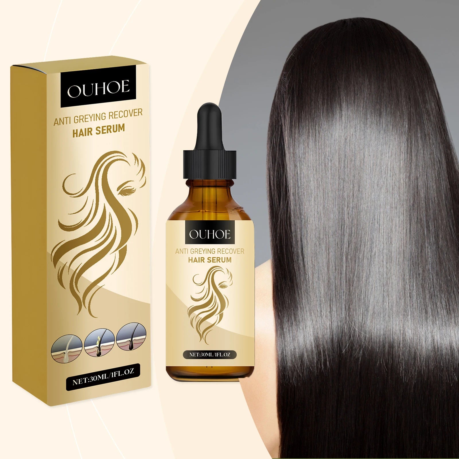 Darkening Hair Oil Blackening Natural Black Color Cleansing Strengthen Nourishment Repairing White Grey Hair Caring Essence Oil