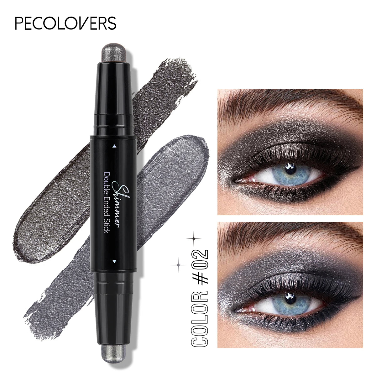 Shimmer Brown Double Head Eyeshadow Stick Colorful High Waterproof Cream Eyes Shadow Pencil Long Lasting Makeup Cosmetic