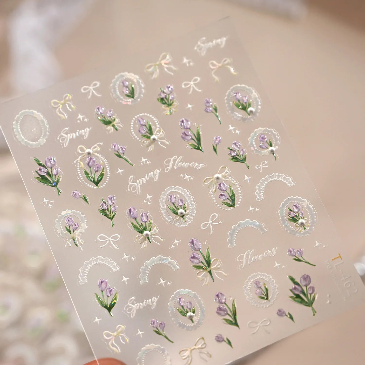 5D Black Silver Dream Thorn Clover Thorn Leaf Silver Spiral Pink Diamond Flower Silver Star Nail Art Stickers Embossed Decals