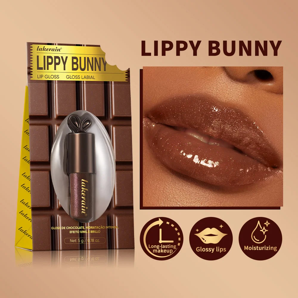 Long lasting Moisturizing Lip Gloss with Bunny Keychain Lip Stain LIPPY BUNNY Plump Lips Chocolate Glow Cosmetics Makeup