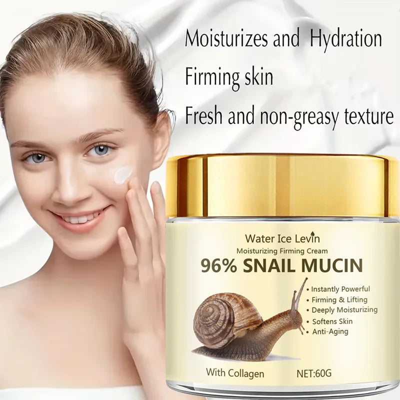 96% Snail Mucin Moisturizing Firming Cream with Collagen, Deeply Hydrates, Firms & Lifts for Smoother, Youthful Skin
