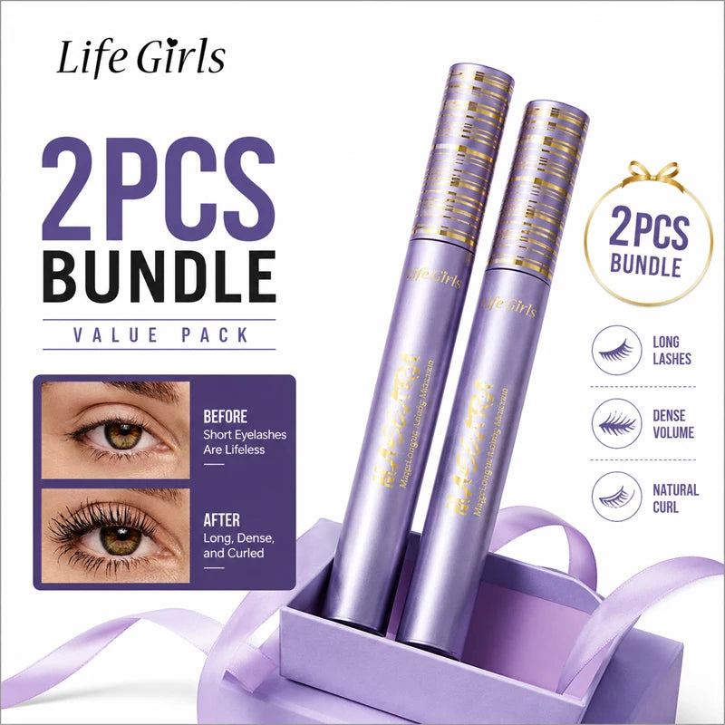 Life Girls Waterproof Mascara Lengthening Volumizing Curling Black Mascara Smudge Proof Long Lasting Thick Lashes Eye Makeup