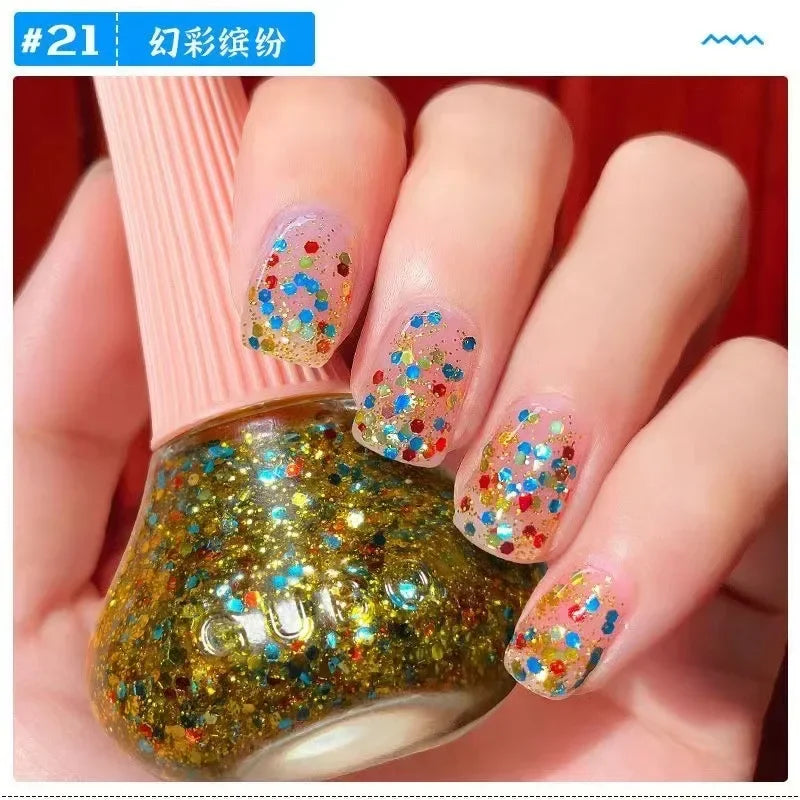 12ml  No-bake Quick Dry Nail Polish Shimmer Nail Polish Quick Dry No Peelable Long Lasting Nail Art Varnish 45 Colors
