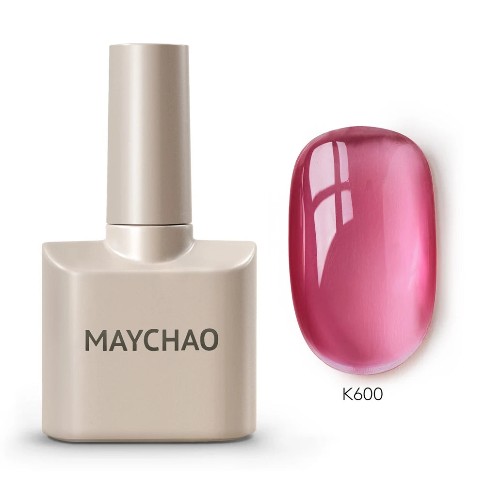 MAYCHAO Cherry Red Gel Nail Polish 12ml Glossy Semi Permanent Soak Off UV LED Frosted Gel Nails Base Painting Varnish