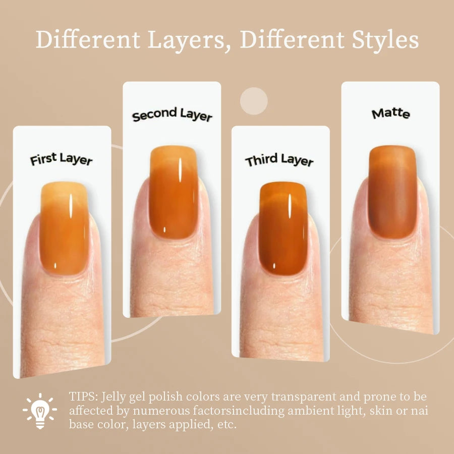 RSNAIL 10g Jelly Amber Gel Nail Polish Crystal Brown Nail Gel DIY Translucent Color Nail Art Gel Permanent UV Gel Polish Varnish