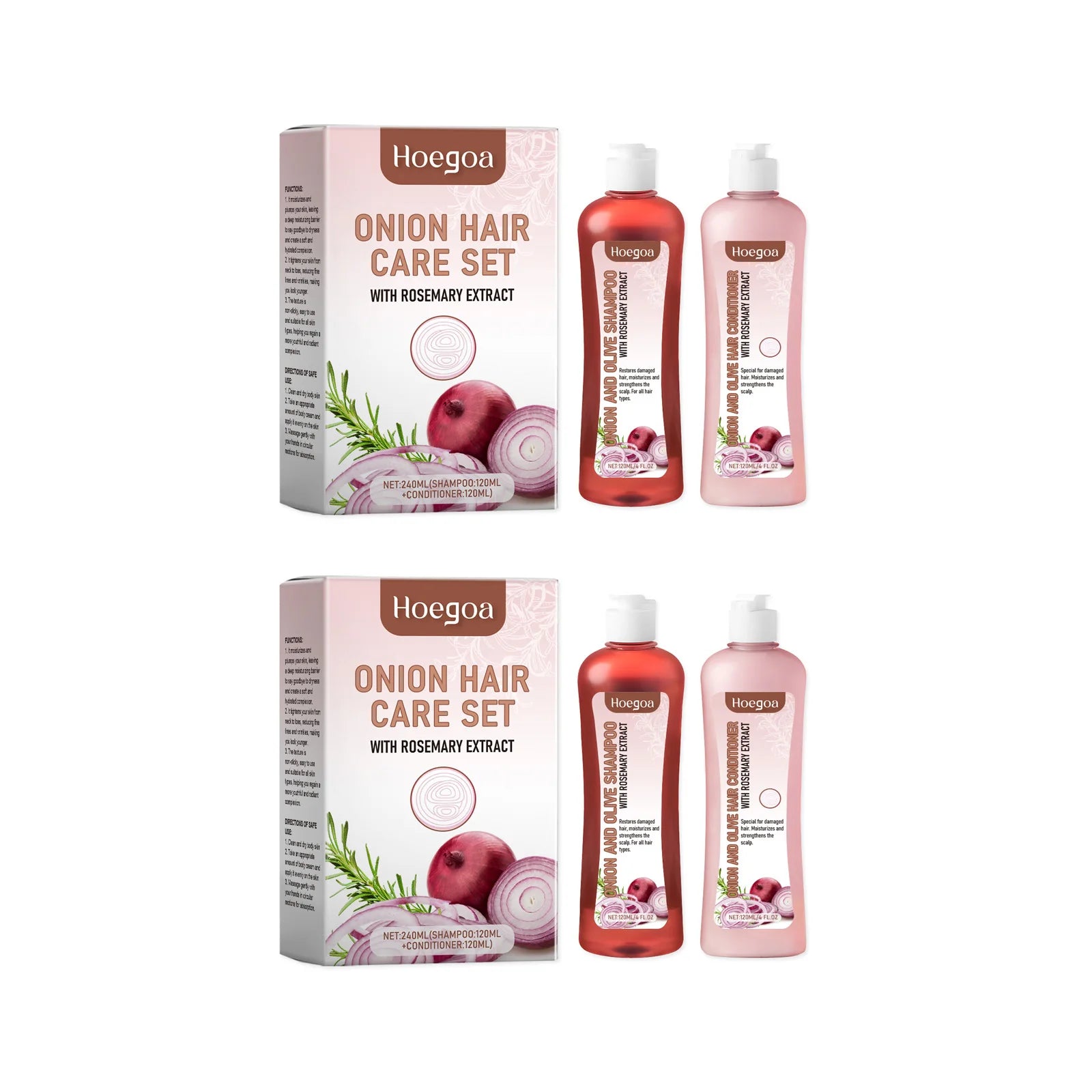 Onion Hair Care Set Rosemary Onion Shampoo Conditioner Set Strengthening Hair Improve Rough Frizz Smooth Shiny Deep Moisturizing Scalp Care Set
