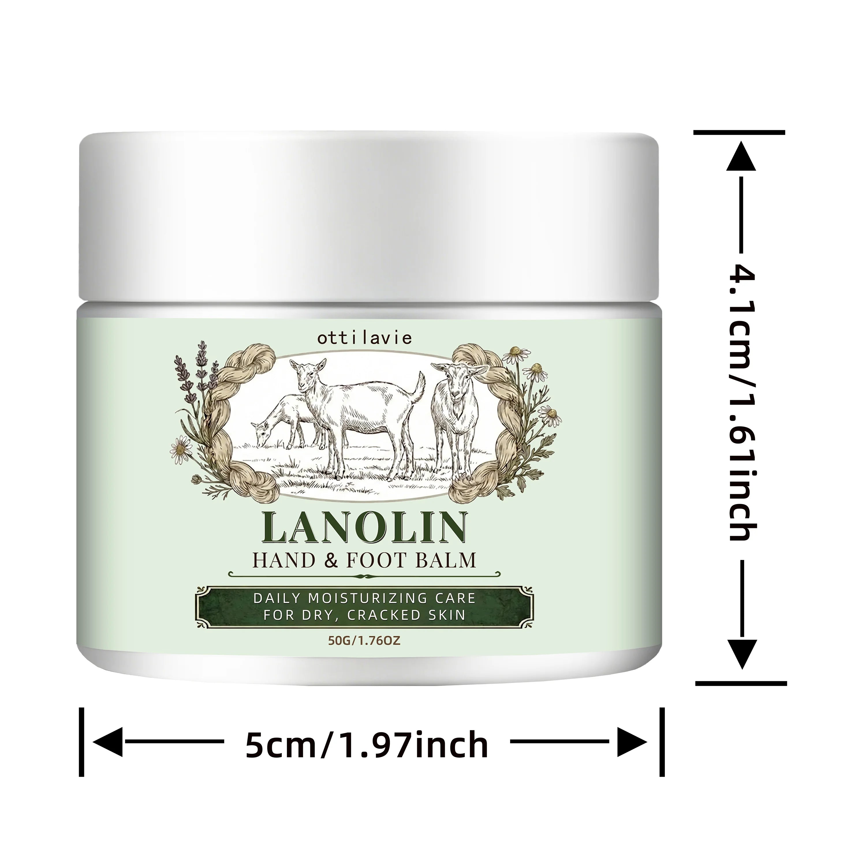 Ottilavie Lanolin Hand & Foot Cream • Intensive Moisturizing • For Dry Cracked Skin • All Skin Types • Unisex • Travel Size
