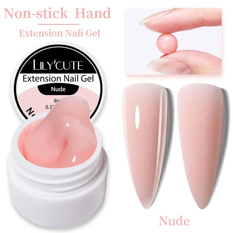 LILYCUTE 7ml Auroras Non Stick Hand Solid Extension Gel Nail Polish 3D Carving Flower Soak Off Nail Art Acrylic Hard Gel Varnish