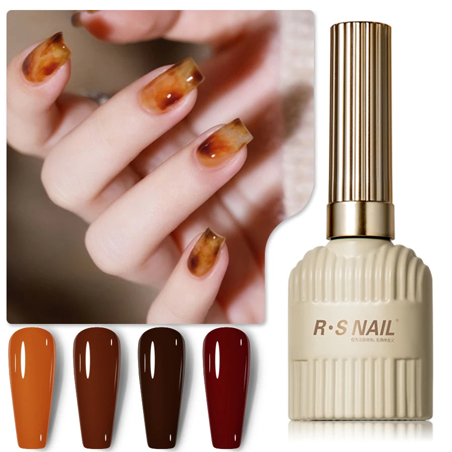RSNAIL 10g Jelly Amber Gel Nail Polish Crystal Brown Nail Gel DIY Translucent Color Nail Art Gel Permanent UV Gel Polish Varnish