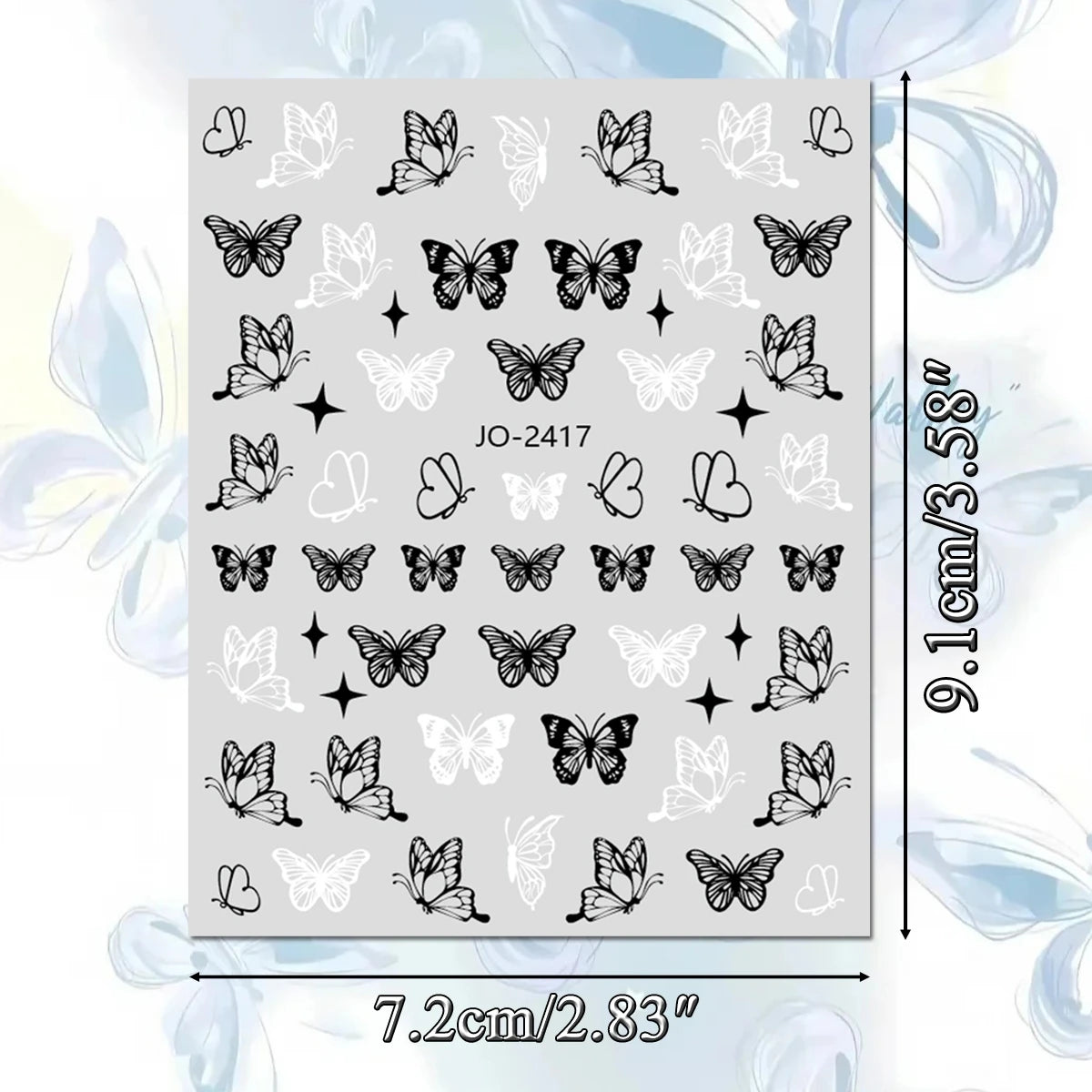 3/6/12 Sheets 3D Black White Butterfly Nail Stickers Self Adhesive Gothic French DIY Manicure Nail Decals