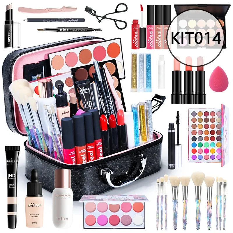 Christmas Makeup Gift Box Foundation Eyeshadow Powder Long Lasting Lip Ink 27 Pieces Birthday Gifts Makeup for Women Full Kit