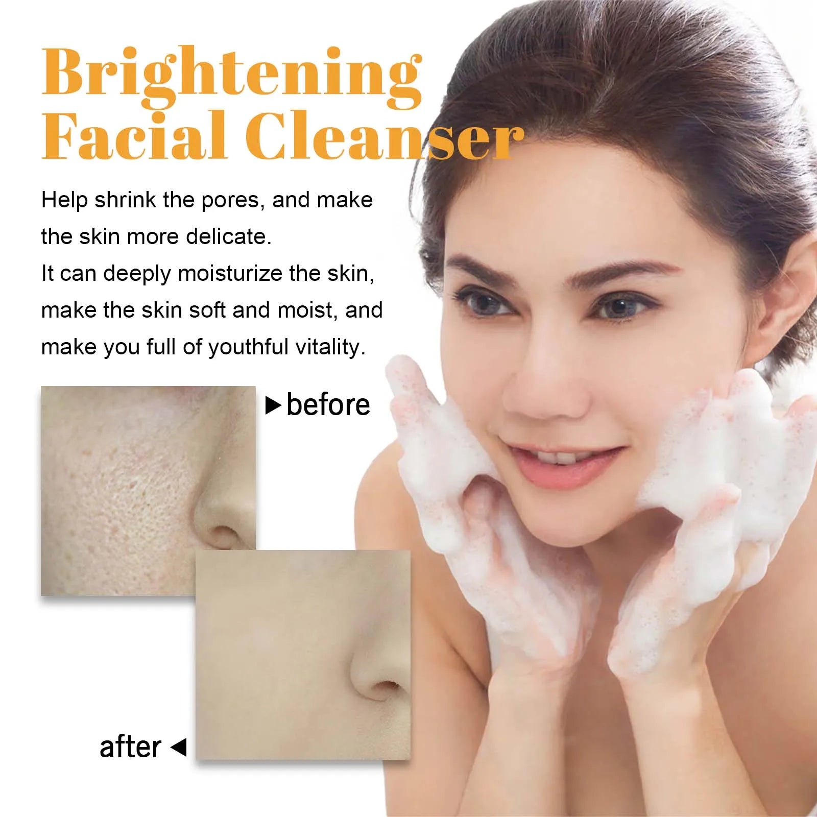 HOYGI Turmeric Cleanser Foam Deep Cleansing Blackheads Removal Moisturizing Shrink Pores Oil Control Skin Purifying Care 100ml