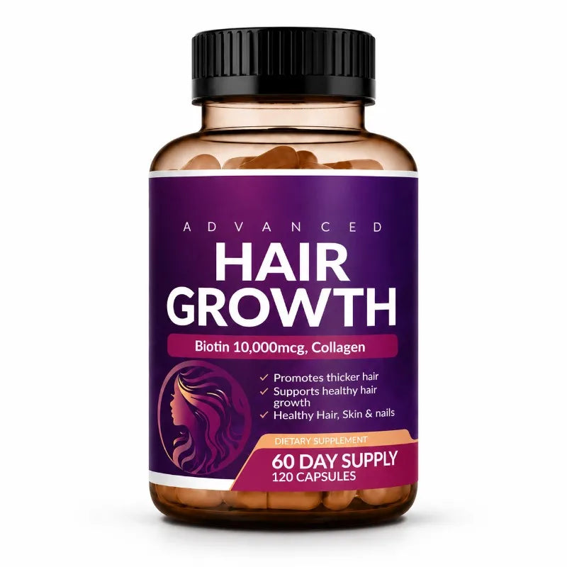 Hair Skin Nails Wellness Capsules Biotin 10000mcg Collagen MSM Herbal Blend Vitamin Blend Daily Support Women Men 120 Capsules