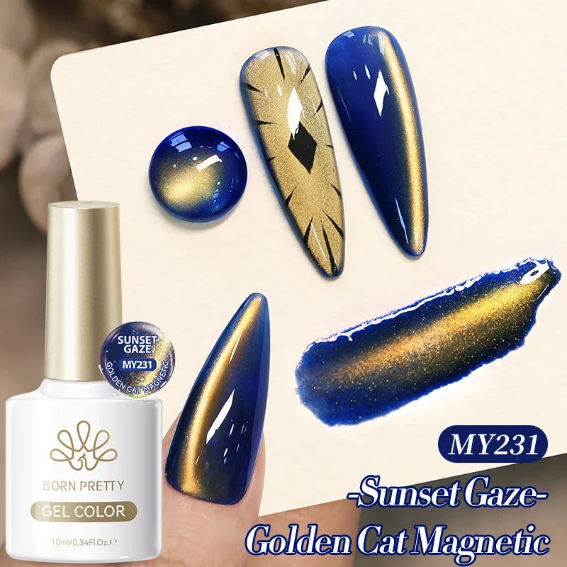 BORN PRETTY 10ml Rhine Lake Blue Cat Magnetic Gel Dark Blue Glitter Soak Off UV Gel Nail Art Varnish Manicure Nail Art Salon