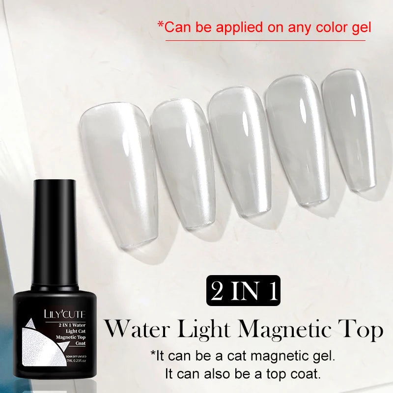 LILYCUTE 7ML Ocean Blue Cat Magnetic Gel Nail Polish Sparkling Glimmer Gel Polish Semi Permanent UV Magnet Gel Varnish Nail Art