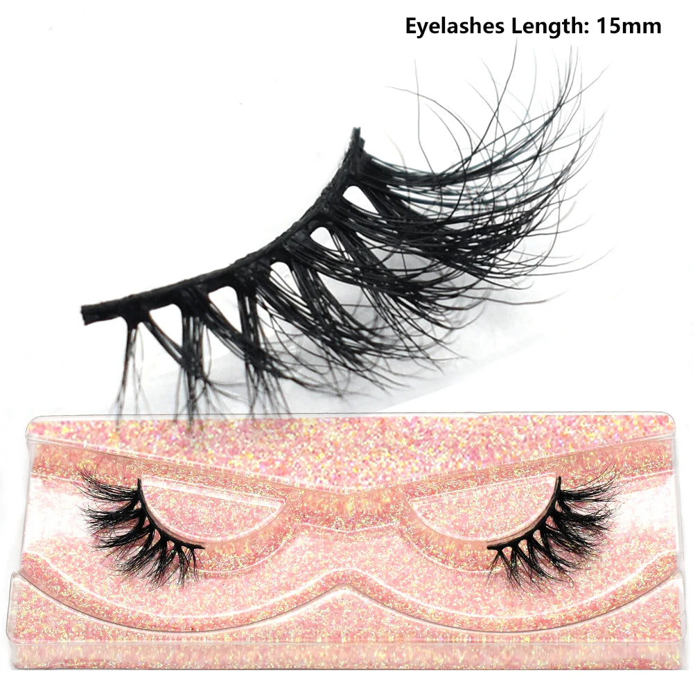 Half Lashes Short Mink Eyelashes Fluffy Soft False Eyelashes Wispy Cross Strip Eye Lashes Natural Mink Eyelash Extension Makeup