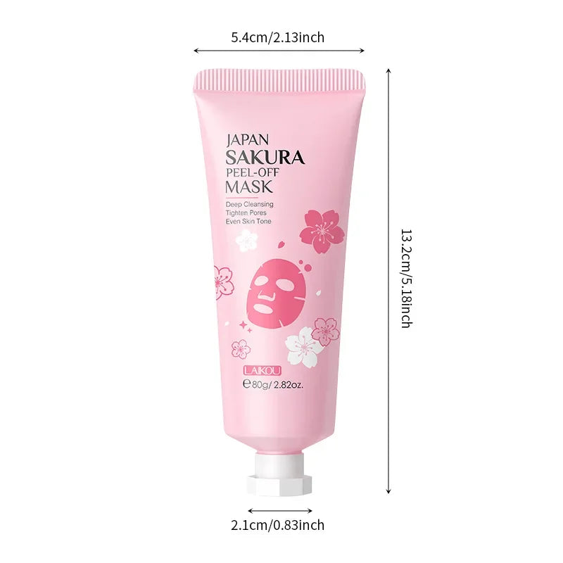 LAIKOU Cherry Blossom Peel Off Mask ,Hydrating & Deep Cleansing Brightening Face Mask for Blackhead Removal and Pore Minimizing