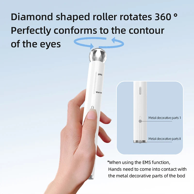 Electric Eye Massager Roller Vibration Wrinkle Anti-Ageing EMS Microcurrent Hot Conpress Dark Circle Removal Beauty Eye Care Pen