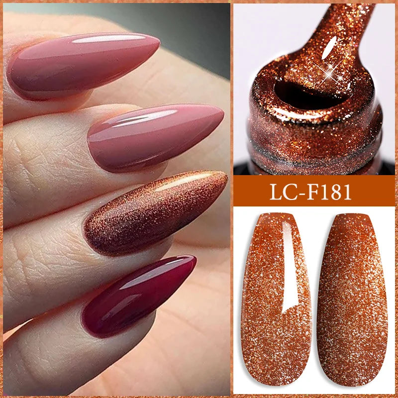 LILYCUTE 7ml Champagne Rose Gold Glitter Gel Nail Polish Colorful Sparking Long Lasting Manicure Soak Off Nails Art Gel Varnish