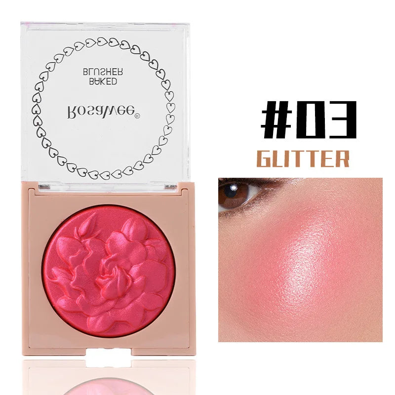 Multi-Color Glossy Blush Highlighter, Baking Process, Moisturizing and Glossy Makeup Effect, with Pearlescent Brightening Effect