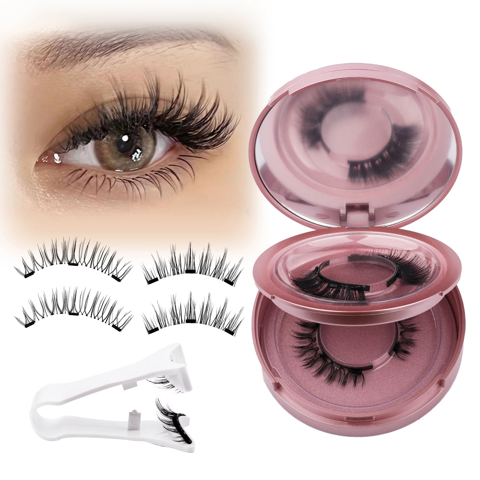 GEMERRY Magnetic Eyelashes with Applicator Natural Look Reusable Soft Strip False Lashes No Glue Makeup Kit Easy to Wear  Remove