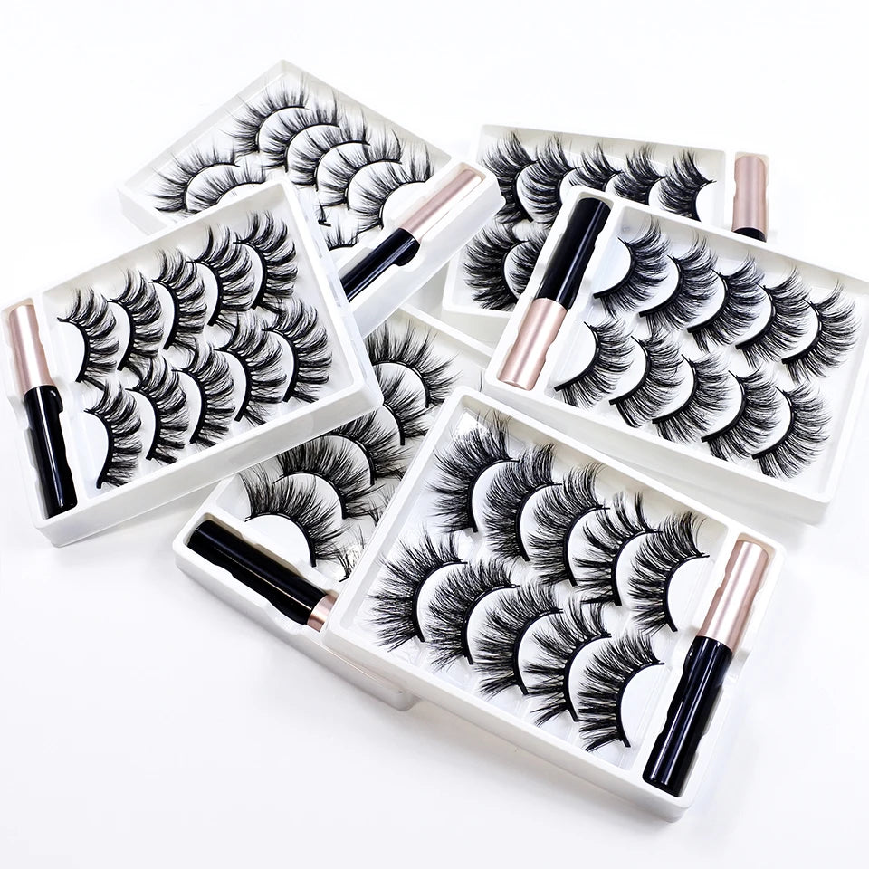 1/5 Pairs Magnetic Eyelashes Makeup False Lashes Bulk Items Wholesale Natural Magnetic Lashes Eyeliner Set