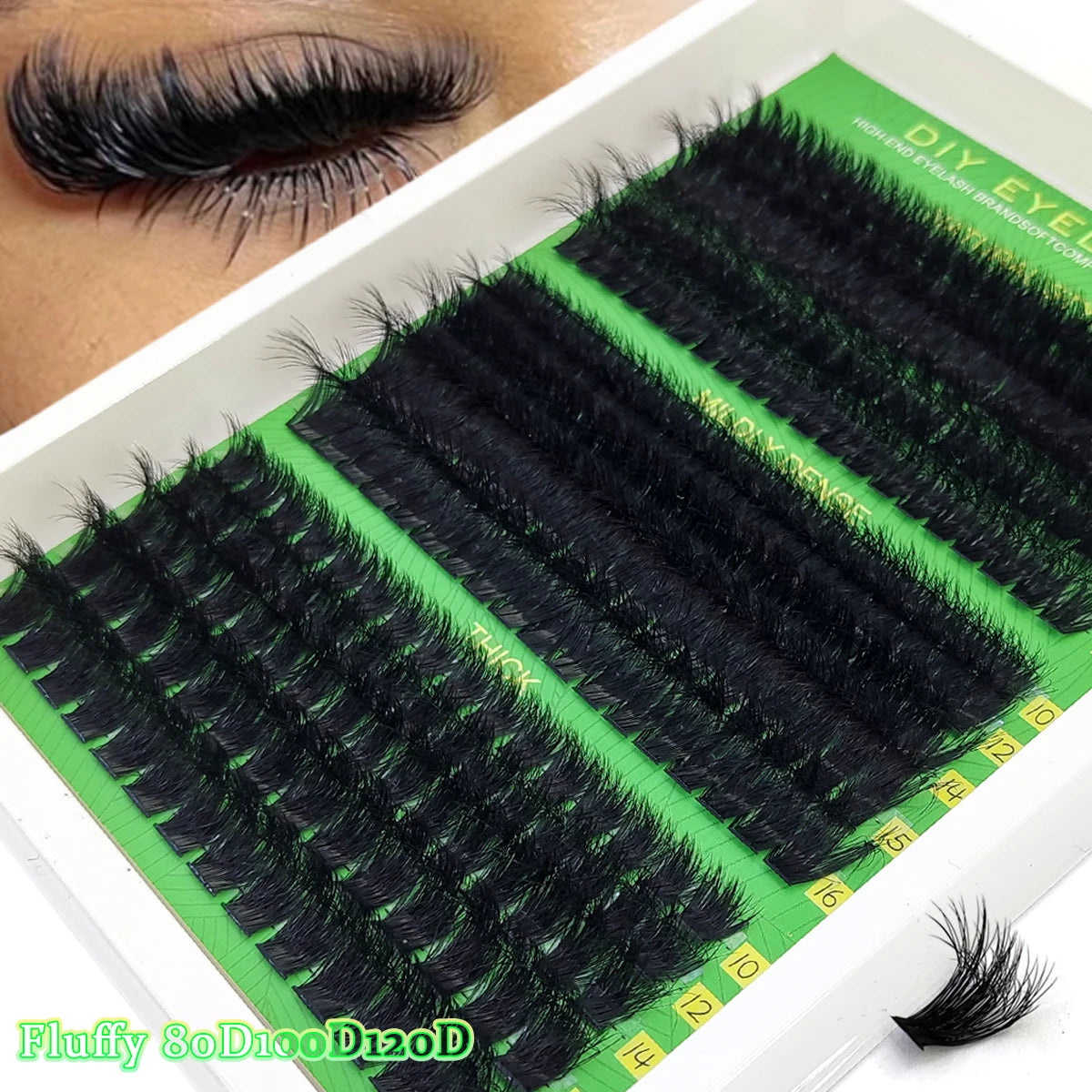 HBZGTLAD fluffy curled eyelashes 60D-200D natural style handmade eyelash bundle 5D mink eyelash clusters eyelash extensions fals