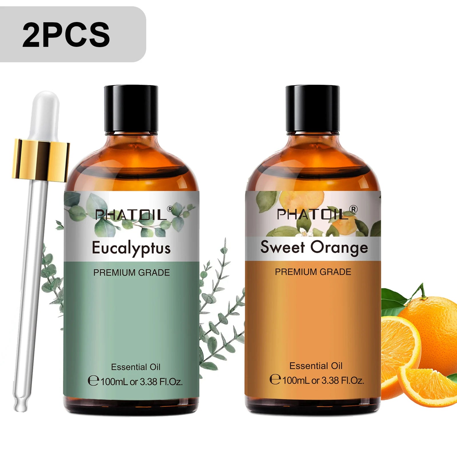 PHATOIL 2pcs/1pcs Lavender Aromatherapy Essential Oil For Diffuser,Candle Making-100ml Eucalyptus Jasmine Vanilla Cinnamon Oils