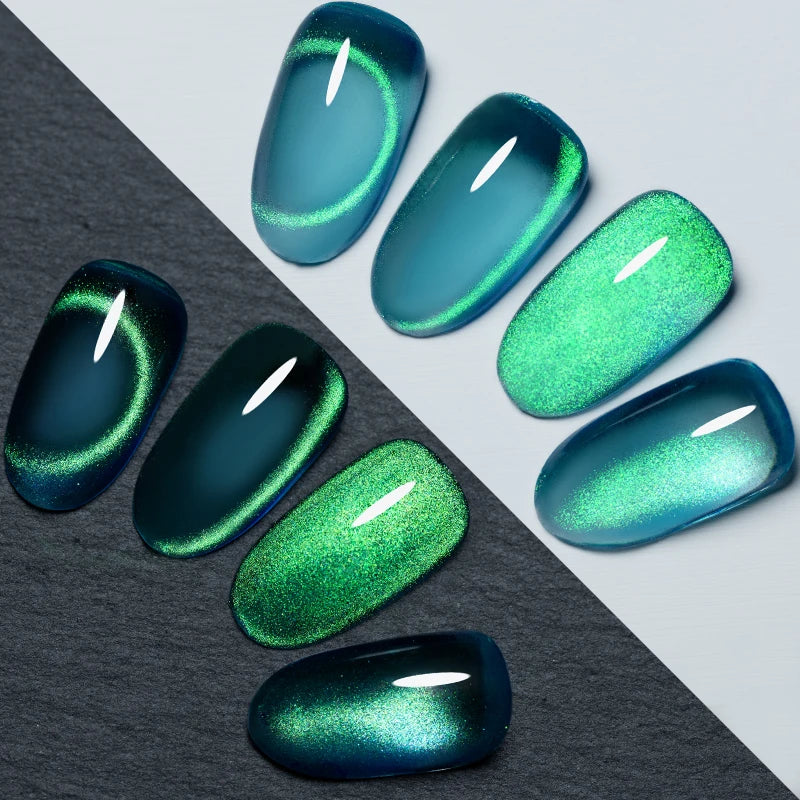 7.5ML Green Crystal Cat Magnetic Gel Nail Polish Shiny Green Glitter Cat Eye Gel For Manicure Soak Off UV Nail Art Varnish