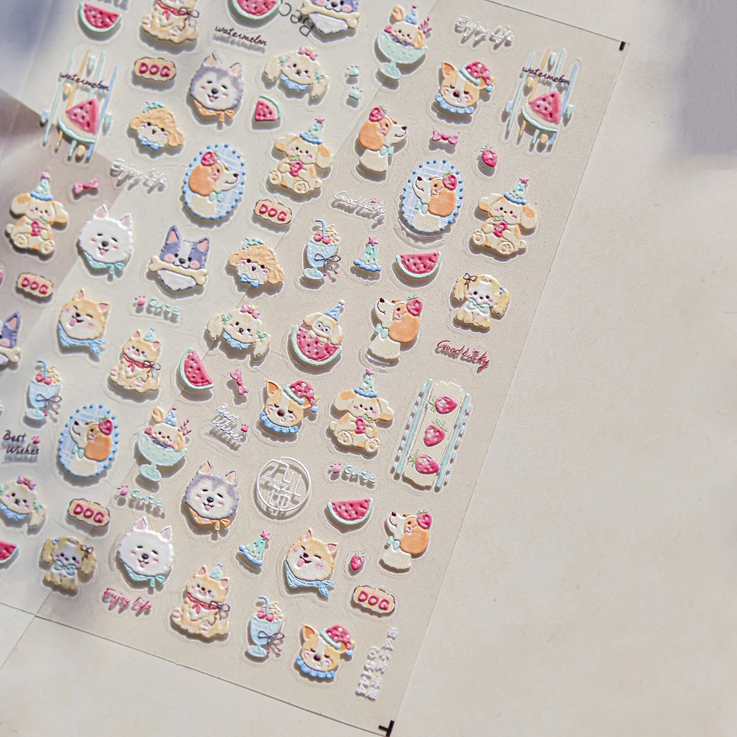 1pcs 5D Japanese Kawaii Nail Art Stickers Cute Rabbit Dog Slider Nail Decorations Decals Self-Adhesive Manicure Accessories DIY