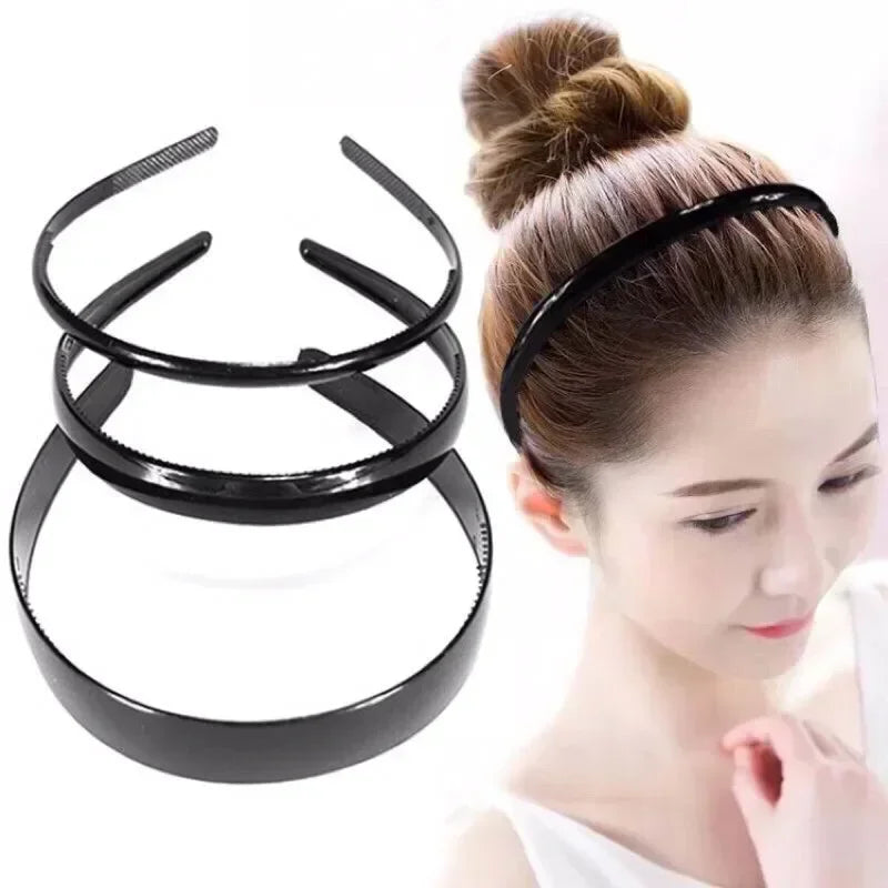 Simple Black Headband for Men Versatile with Teeth Anti Slip Headband for Pressed Hair Women's Facial Hair Clip