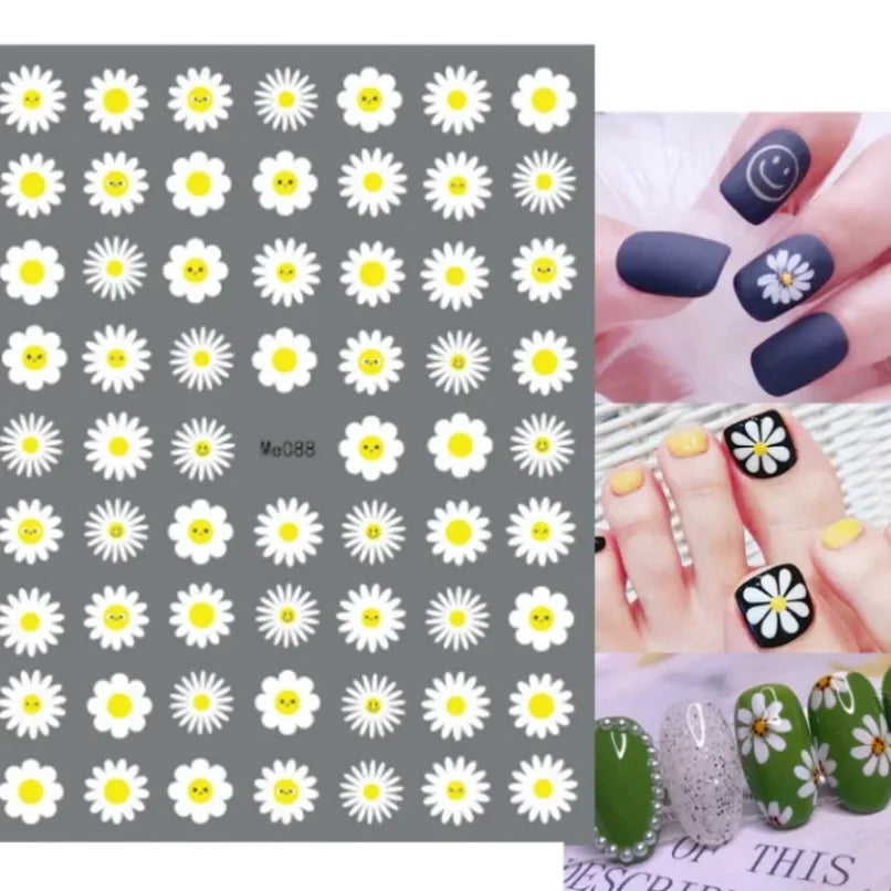 3D Flower Petal Nail Stickers Purple Pink Tulip Leaf Clover Summer Avocado Fruit Geometric Line Floral Manicure Decoration