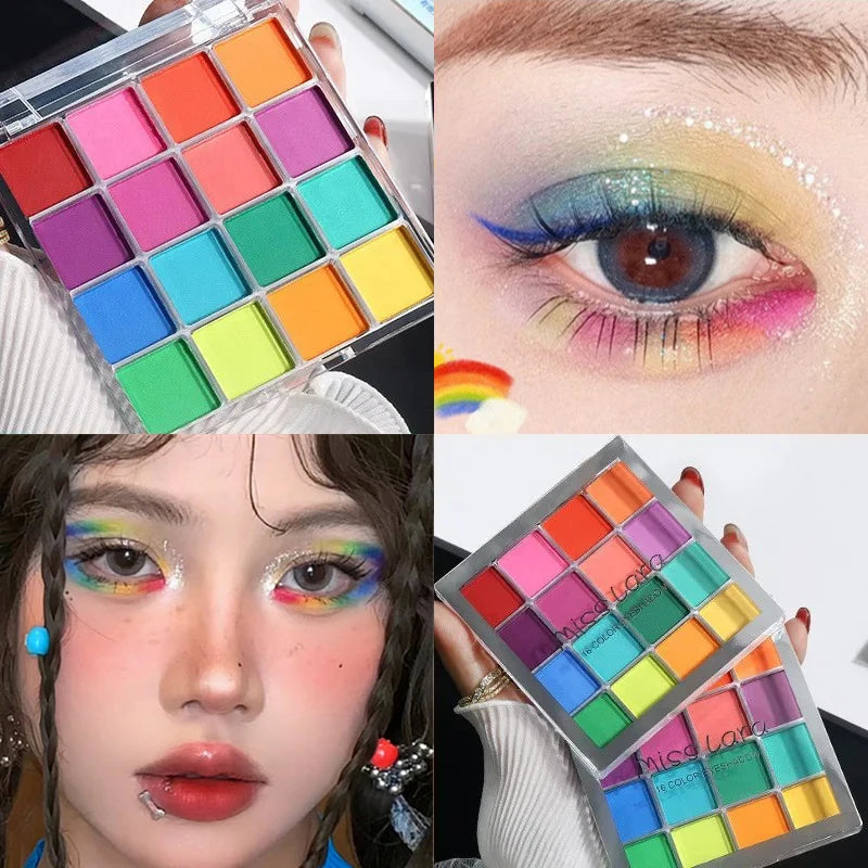 16-Grid Christmas Color Eye Shadow Palette Artist Shimmer Glitter Matte Colorful Long-lasting High Saturation Eyeshadow Cosmetic
