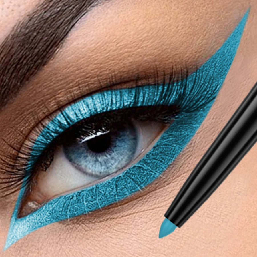 1pc Colourful Eyeliner Pen,High Pigmented Pearly Glitter&Shimmer Metallic Eyeliner Stick, Long Lasting Waterproof White Black