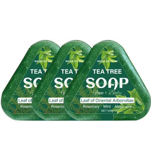 Tea Tree Soap (Face+Body): Oriental Arborvitae Leaf, Rosemary/Mint/Aloe, Gently Hydrates All Hair Types