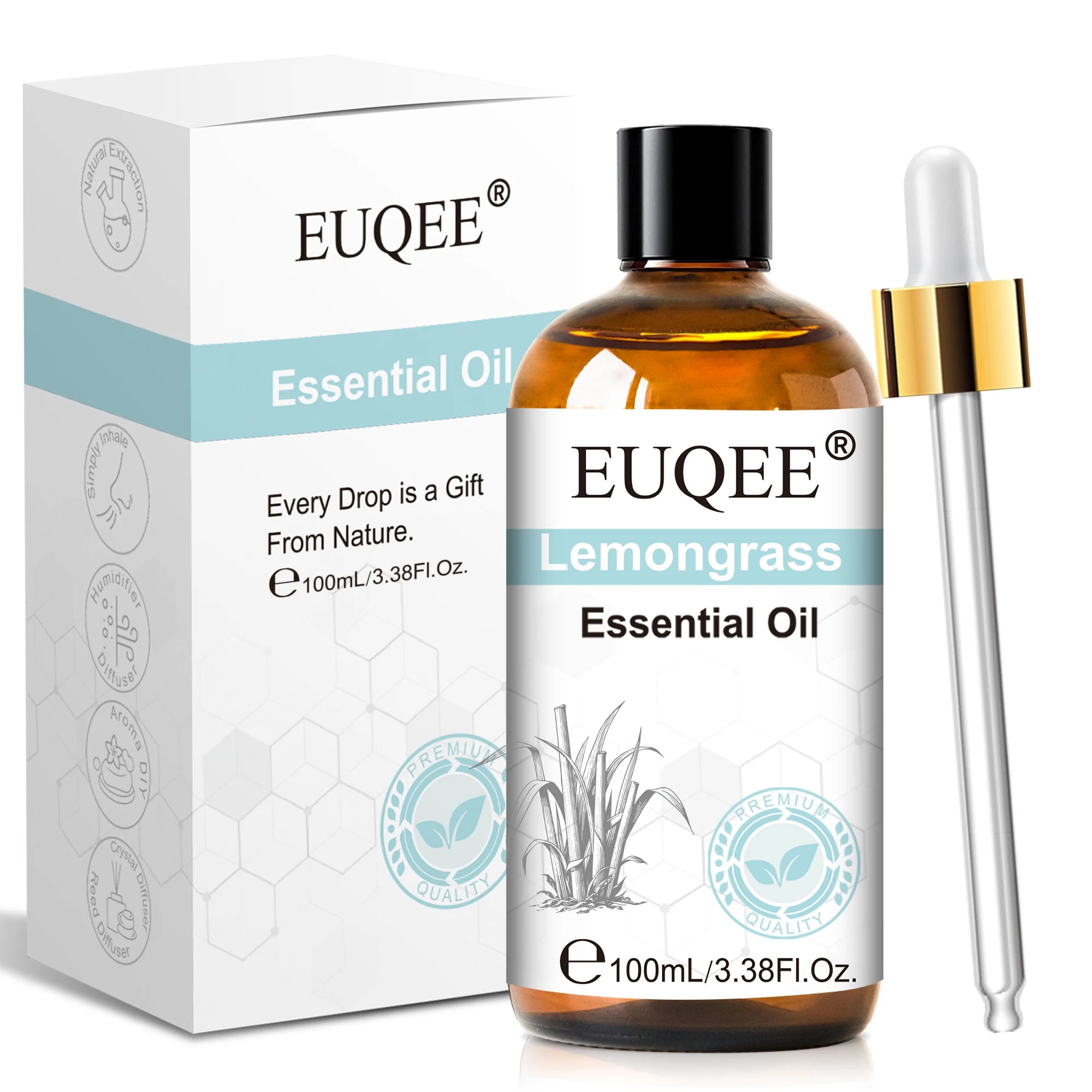 Euqee 10ml 100ml Natural Plant Essential Oil Frankincense Lemongrass Citronella Fragrance Oil For Diffuser Aroma Candle Perfume