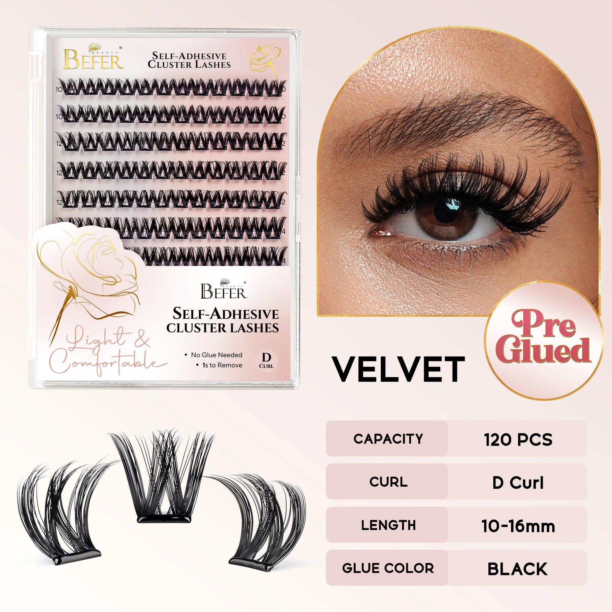 Befer Self-Adhesive Lash Clusters No-Glue Manga Eyelashes 120 Pcs Clusters Lashes Natural Makeup Fluffy False Eyelashes Supplier