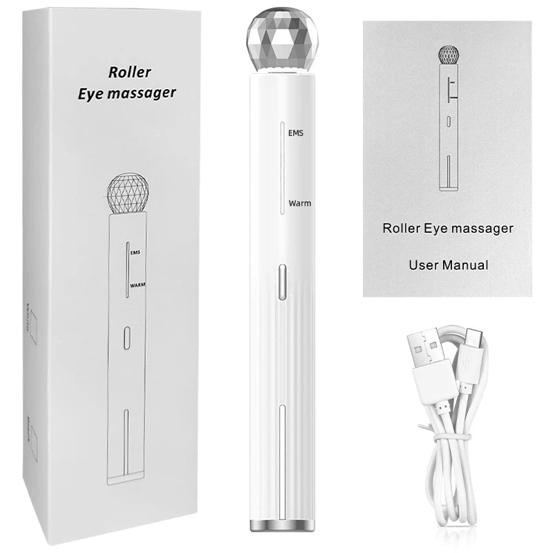 Electric Eye Massager Roller Vibration Wrinkle Anti-Ageing EMS Microcurrent Hot Conpress Dark Circle Removal Beauty Eye Care Pen