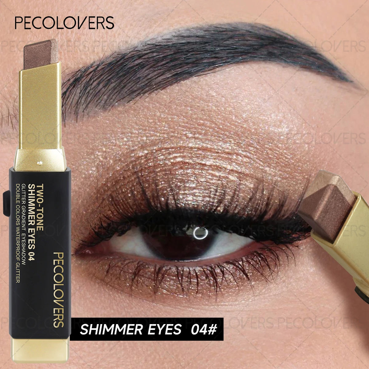 Two Shades Glitter Eyeshadow Stick, High Pigmentation & 6 Color Option & Gradient Smudge, Easy To Use, Portable & Lightweight