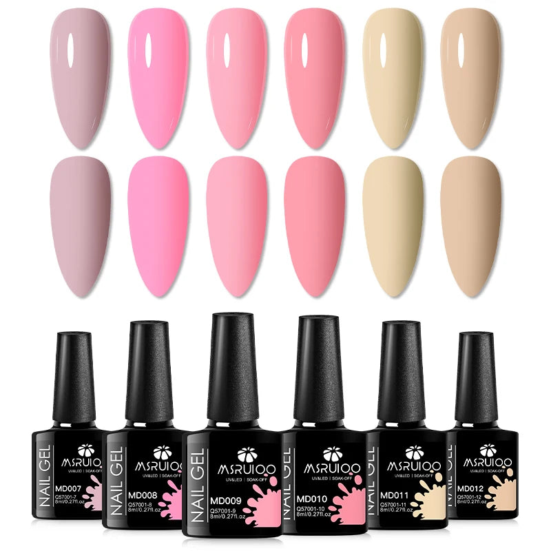 6pc All-Season Colors Gel Nail Polish Set UV LED Soak Off Nail Art Supplies Semi Permanent DIY Manicure Salon Nails Design