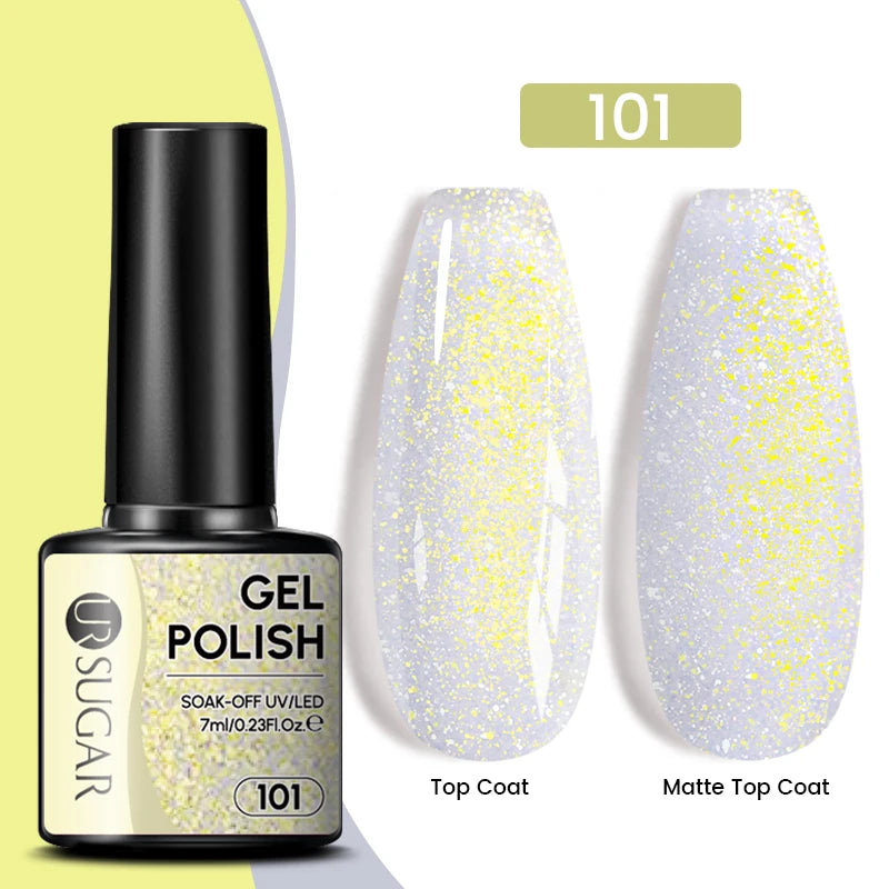 UR SUGAR 7ml Glitter UV Gel Nail Polish Glitter Sequins Soak Off UV Gel Varnish Colorful Nail Gel Polish DIY Nail Art Polish